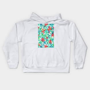 Paradise Floral - a watercolor pattern Kids Hoodie